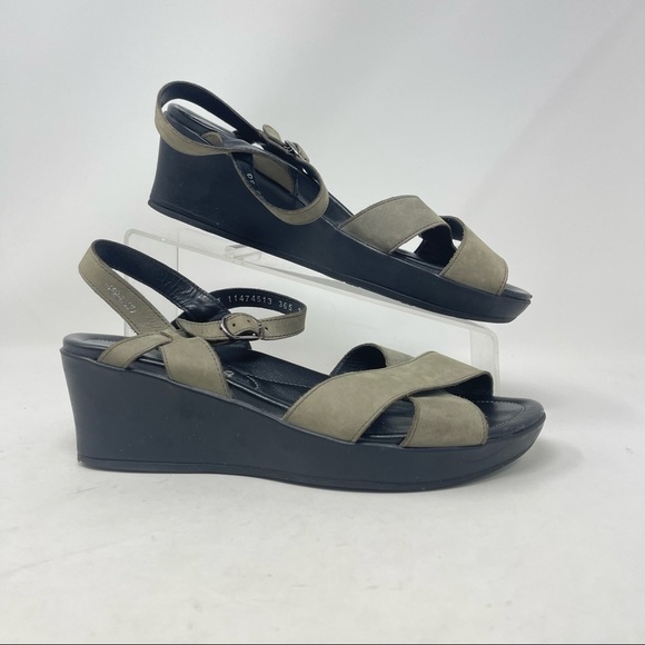 Mephisto Leather Wedge Tan Sandals Womens Size 40/ 10 - Picture 6 of 13